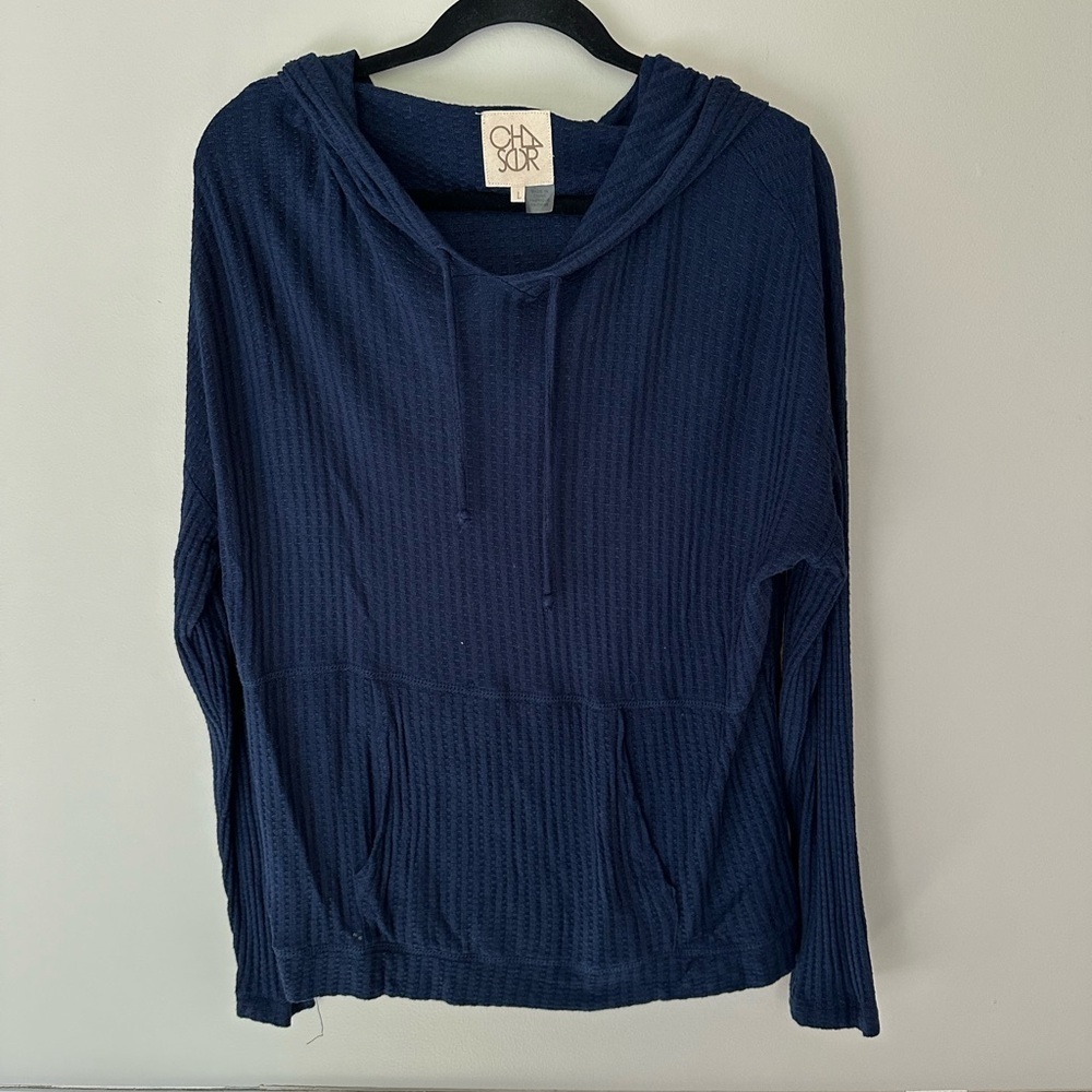 Chaser Women's Waffle Knit Sweater With Hood Size Large